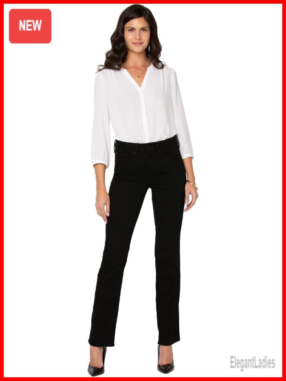 Straight Leg Jeans with Lift Tuck Technology, Mid Rise, 32" Inseam